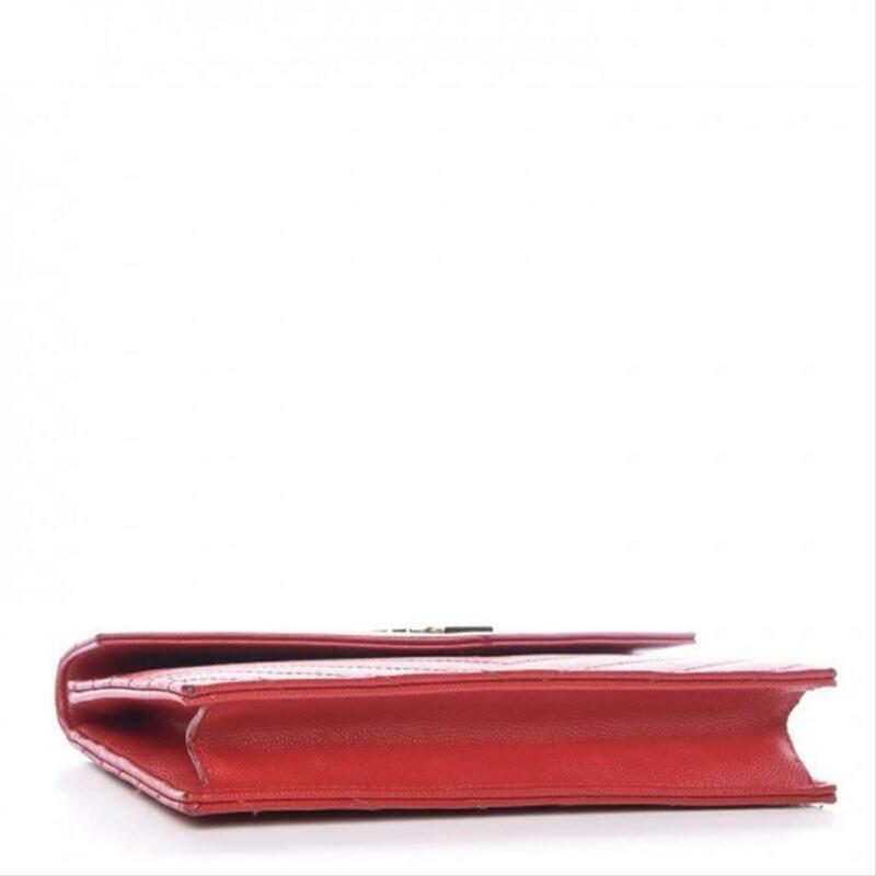 Saint Laurent Chain Wallet Small Monogram Matelasse Red Leather Cross Body Bag