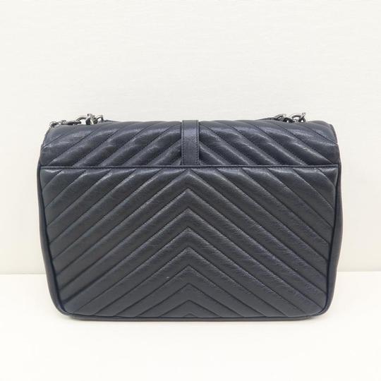 Saint Laurent Monogram College Large Black Calfskin Leather Satchel