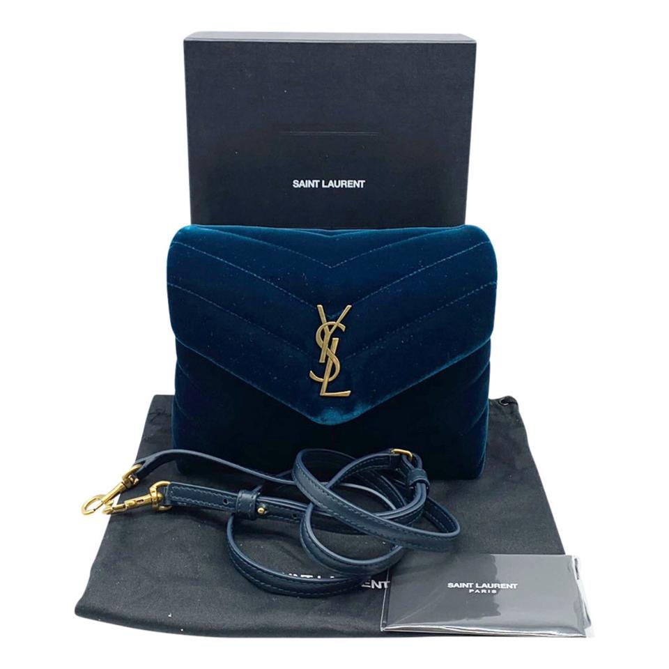 Saint Laurent Monogram Loulou New Toy Matelassé Blue Velvet Cross Body Bag