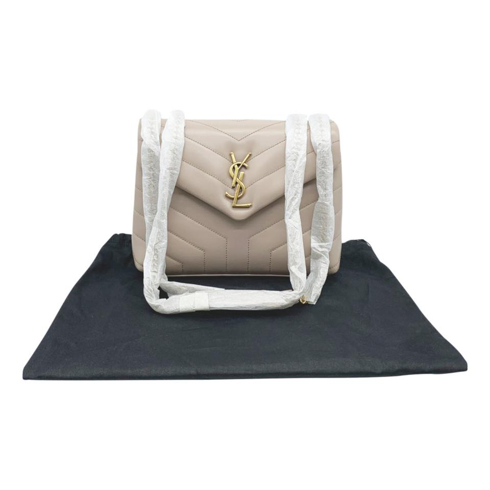 Saint Laurent Monogram Loulou Small Light Natural Beige Leather Shoulder Bag