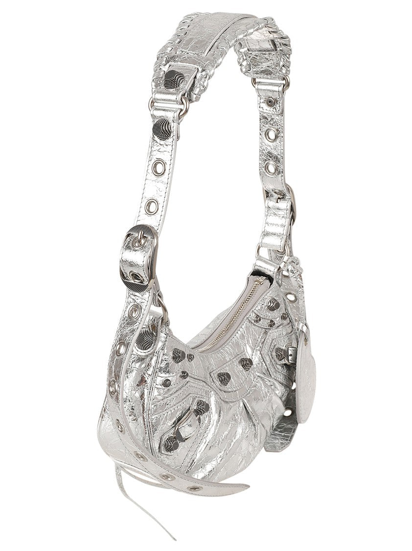 Balenciaga Crescent-Shaped Handbag In Crinkled Lambskin Leather