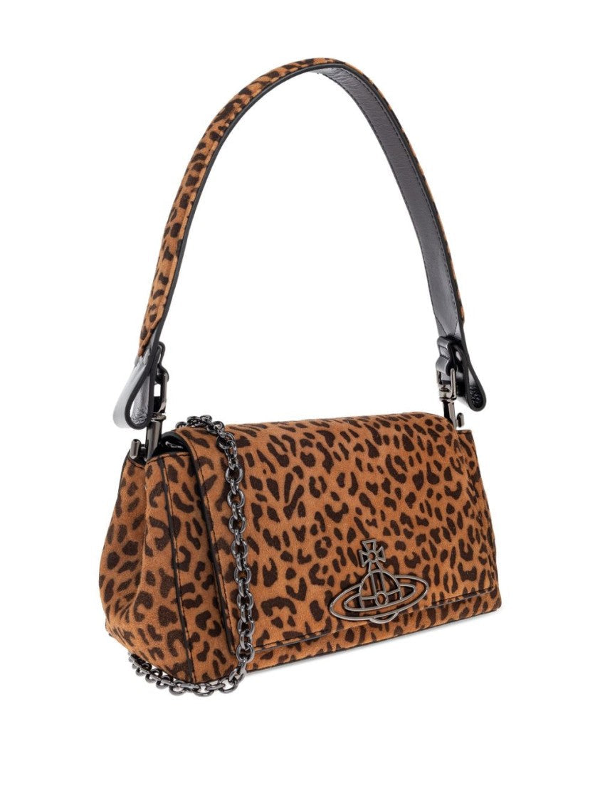 Vivienne Westwood Brown Leopard Print Bag With Orb Detail