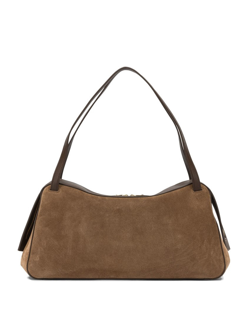Jil Sander Structured Brown Suede Shoulder Bag
