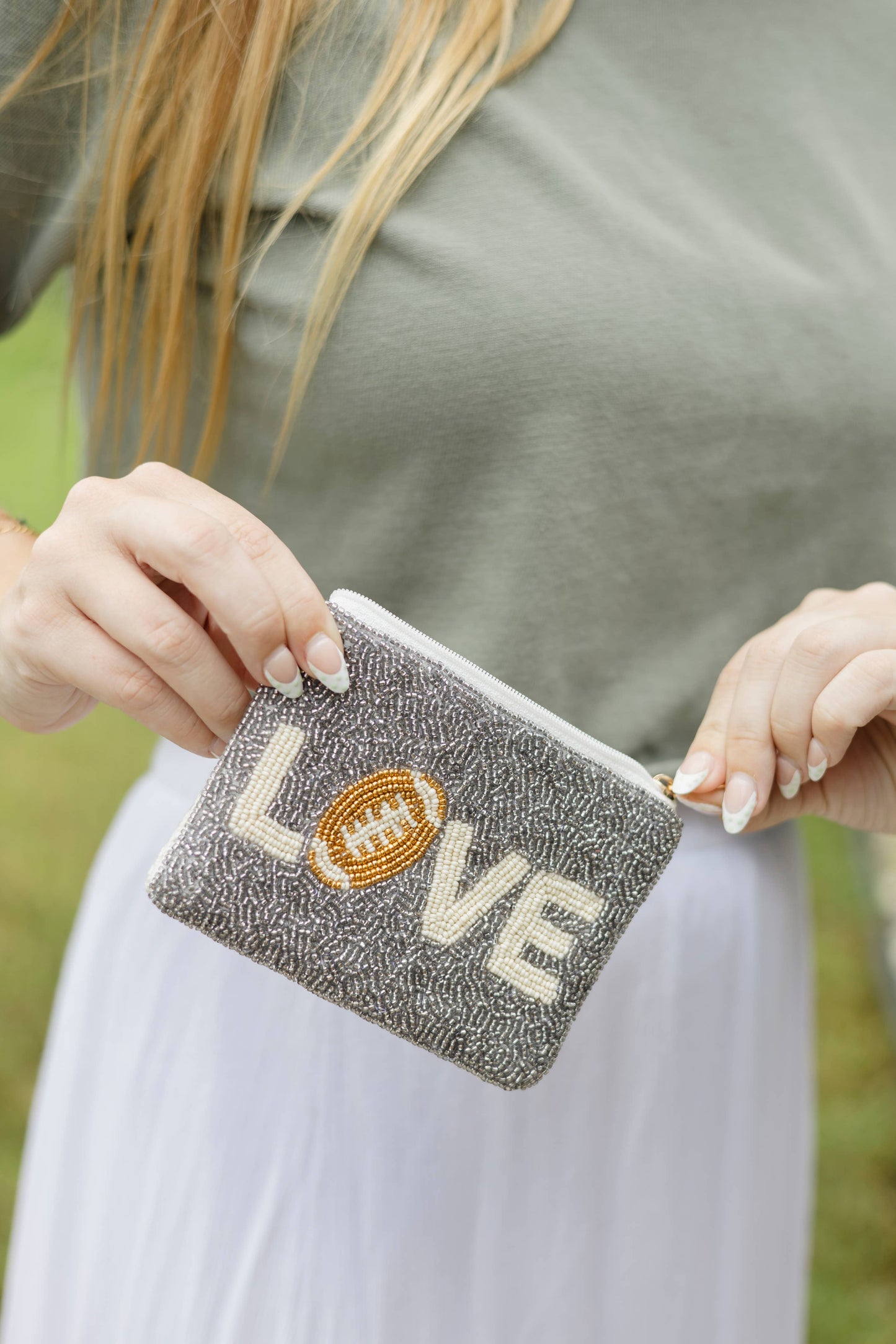 Love Football Beaded Coin Purse