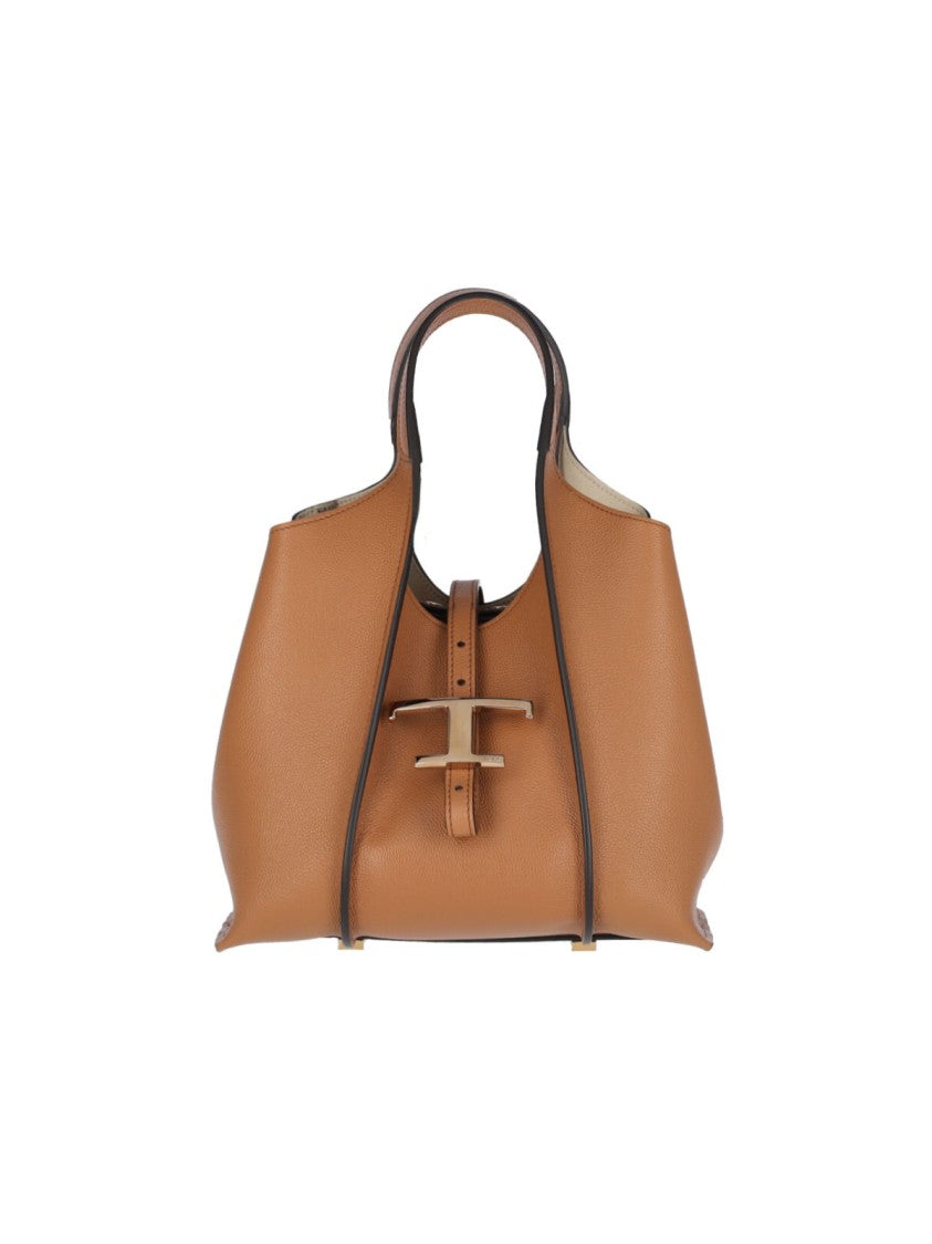 Tod's "T-Timeless" Mini Bag, In Brown Hammered Calfskin