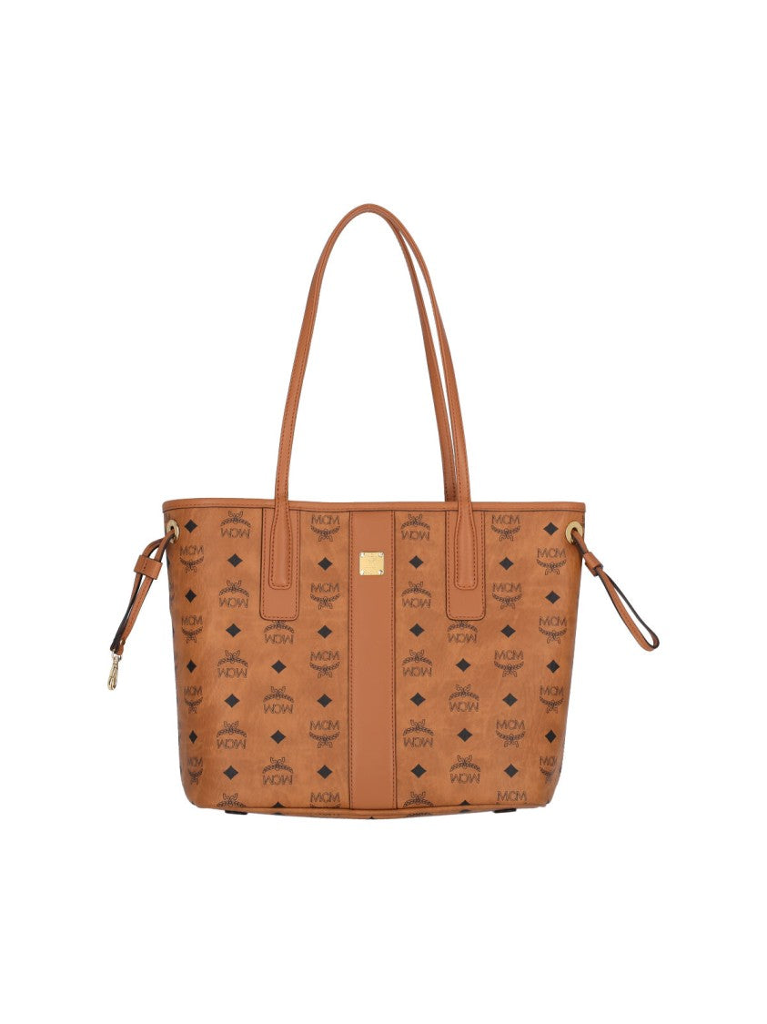 Mcm Reversible Small Tote Bag With Monogram Print