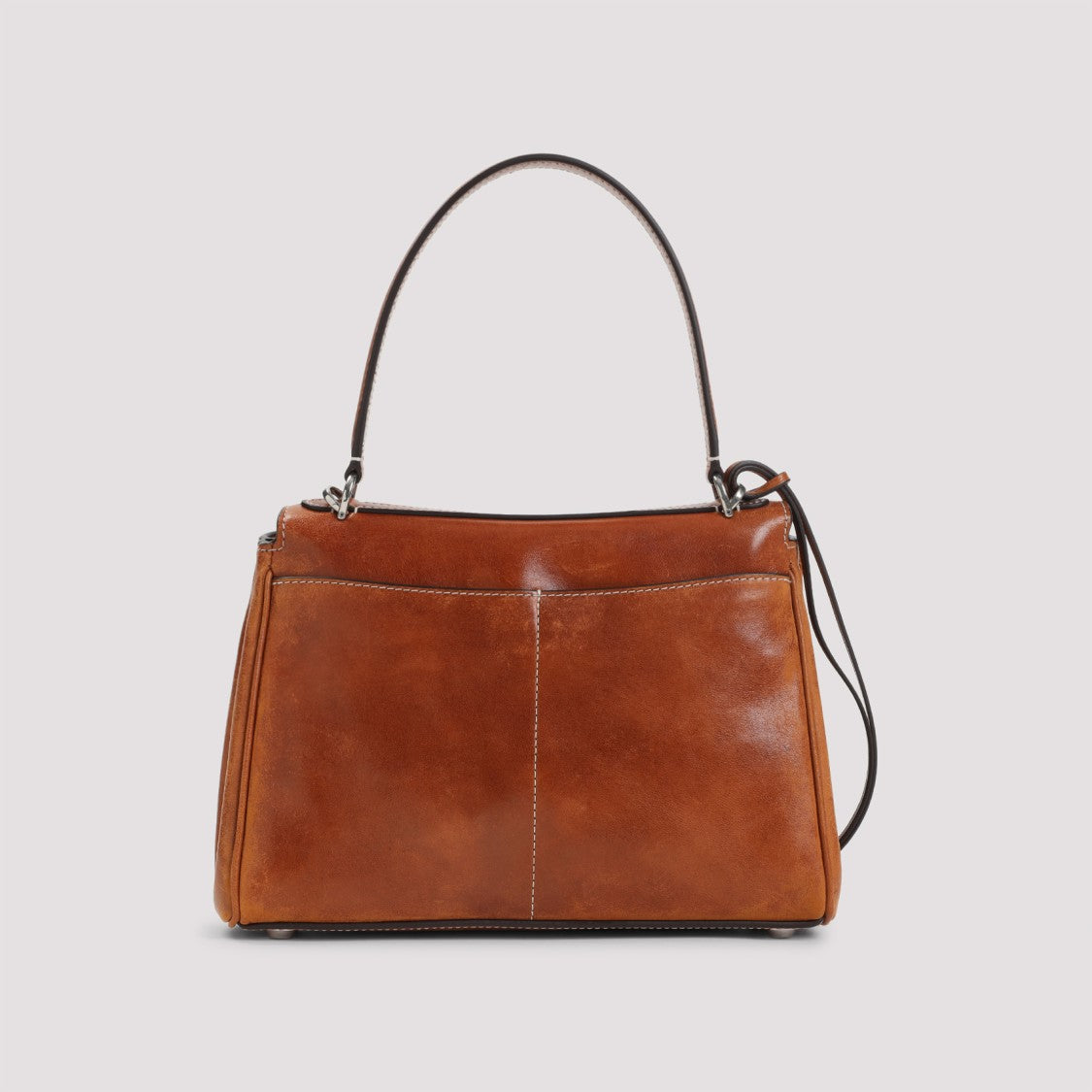 Balenciaga Structured Brown Leather Shoulder Bag