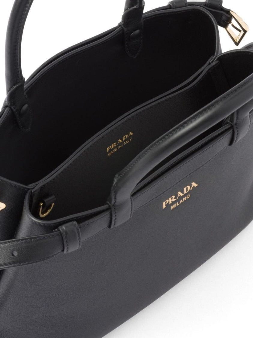 Prada Logo-Lettering Leather Tote Bag