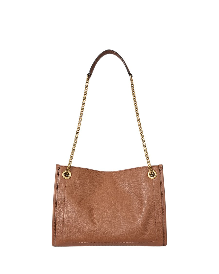 Lauren Ralph Lauren Brdly Medium Shopper Tote In Textured Tan Cow Leather