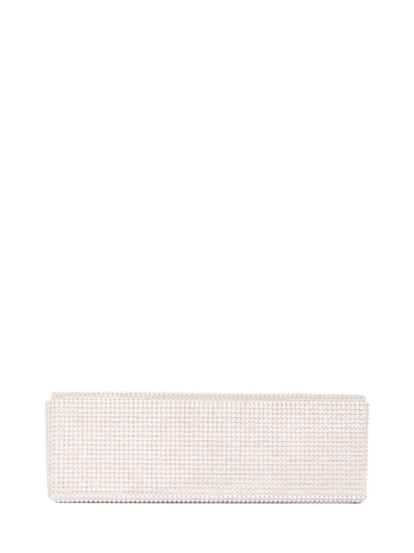 Amina Muaddi Grey Satin Clutch