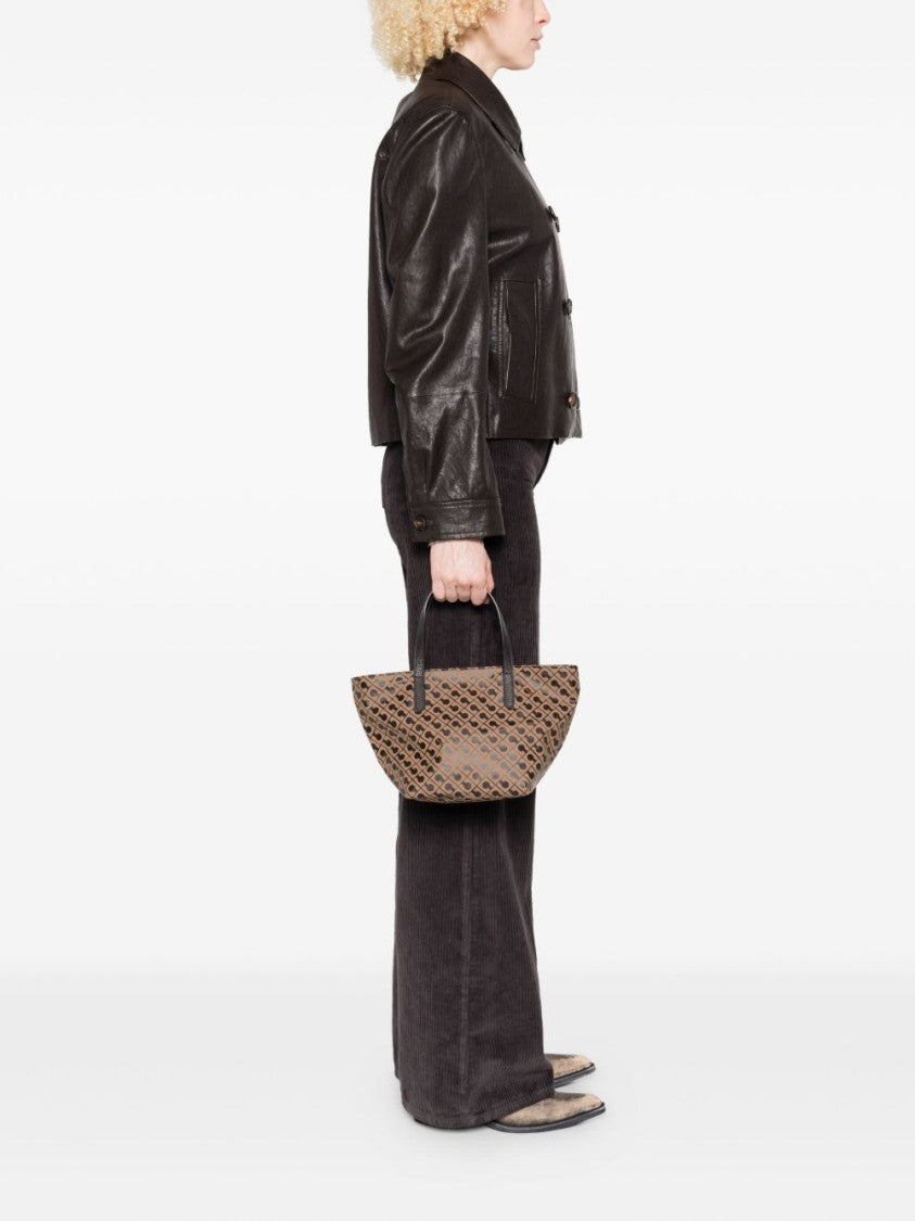 Gherardini Trapezoidal Beige Shopper Bag With Geometric Print