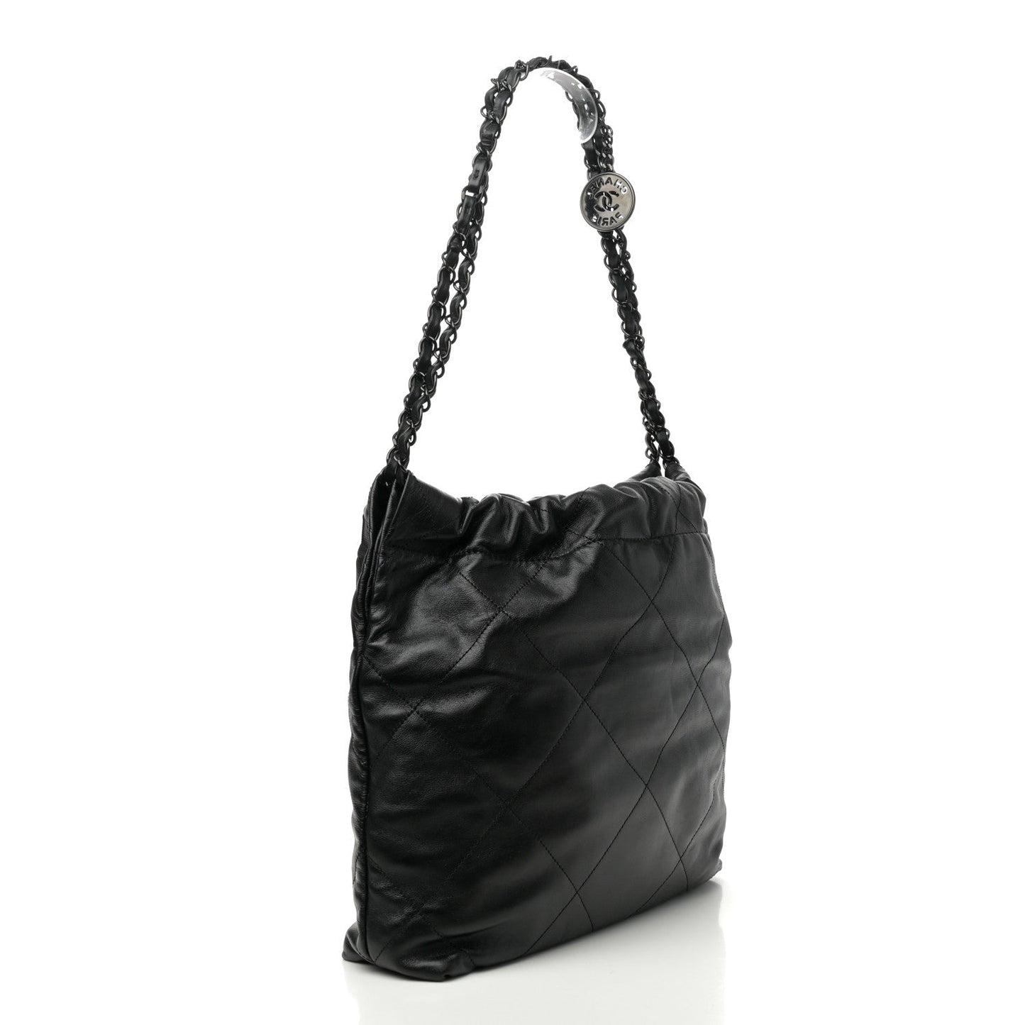 Shiny Calfskin Quilted Small Chanel 22 So Black