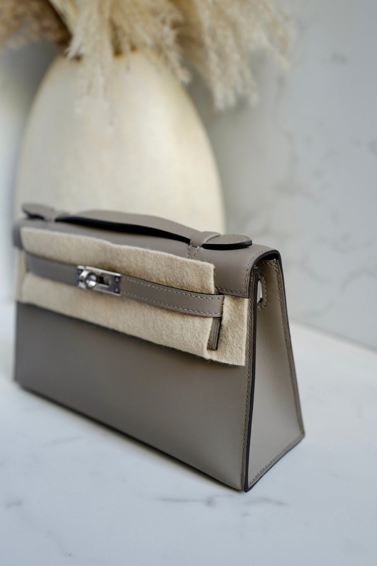 BNIB Hermes Kelly Pochette HSS Gris Asphalt/Black PHW W Complete Rec