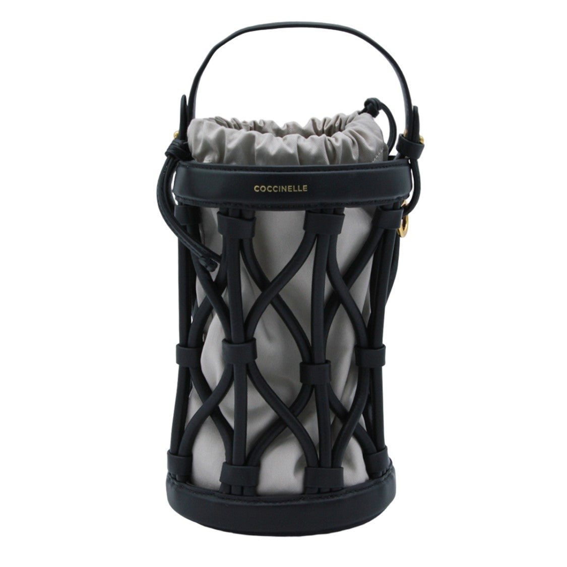Coccinelle Cylindrical Black Lattice Frame Bag