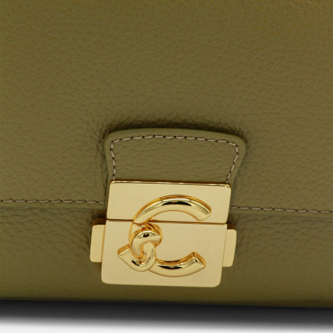 Coccinelle Structured Green Handbag With Gold-Tone Clasp