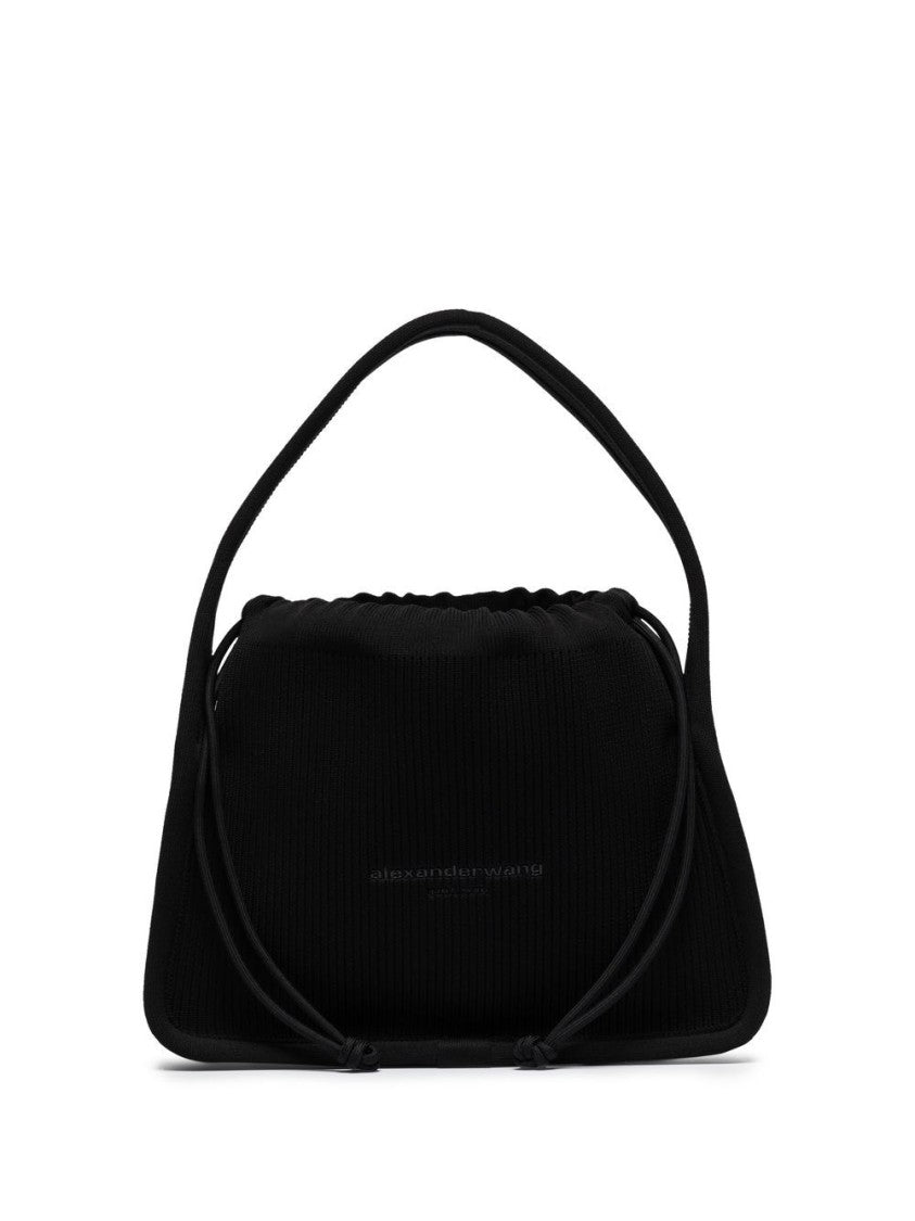 Alexander Wang Structured Black Handbag With Ribbed Texture