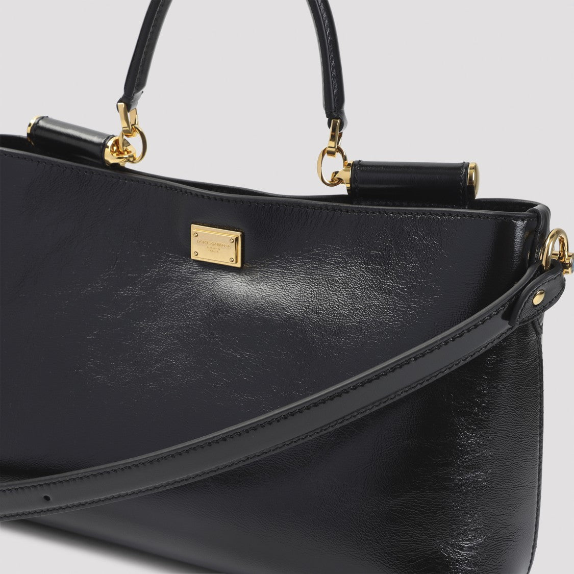 Dolce & Gabbana Black Calf Leather Top Handle Bag