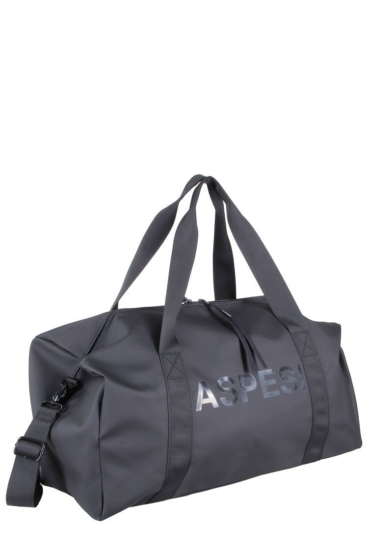 Aspesi Expanded Black Duffle Bag With Logo