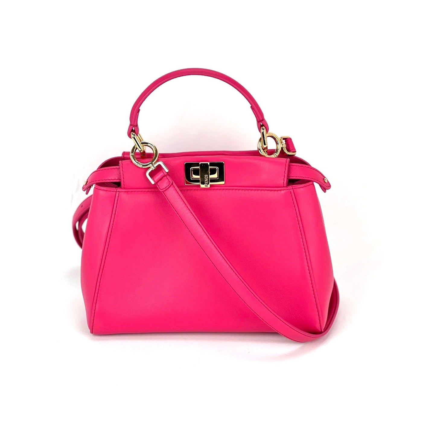 FENDI Mini Peekaboo Pink Leather Handbag