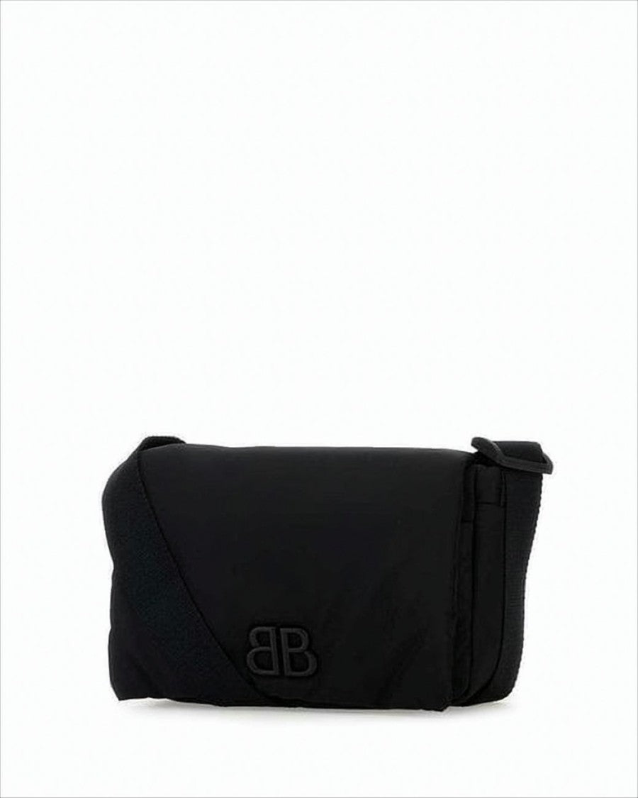 Balenciaga Minimalist Rectangular Black Crossbody Bag With Embossed Logo