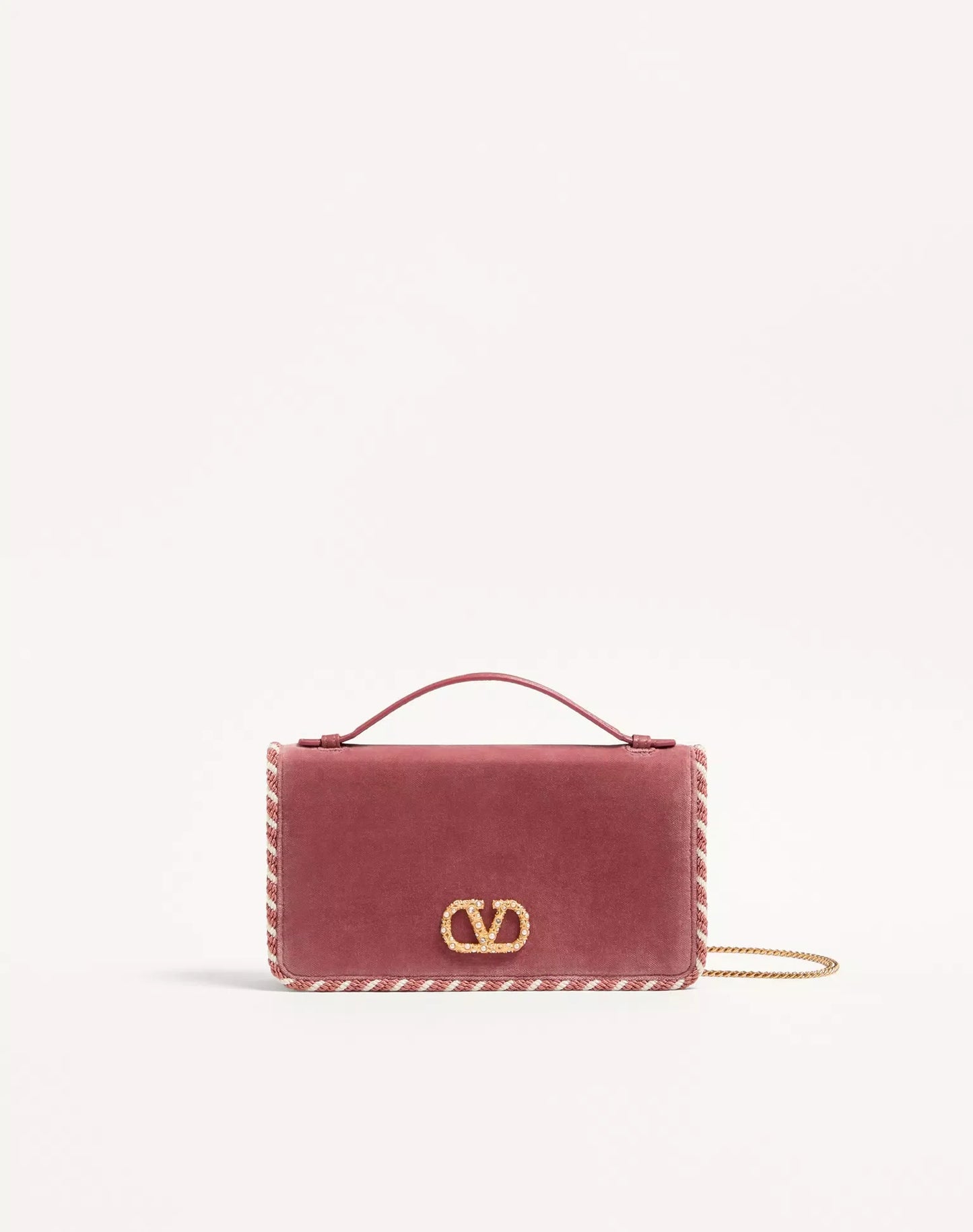 Vlogo Signature Velvet Chain Wallet With Jewel Logo