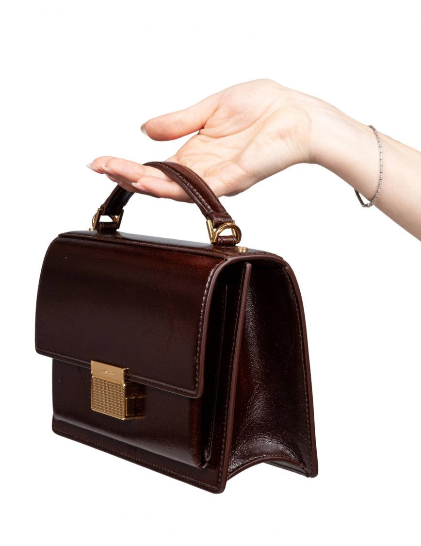 Golden Goose Venezia Leather Handbag Dark Brown Color
