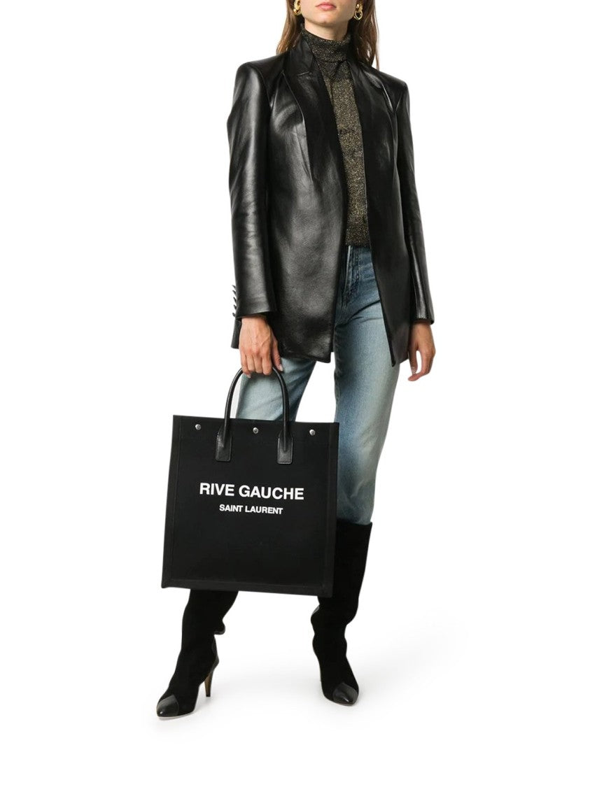 Saint Laurent Structured Black Tote Bag With Dual Top Handles