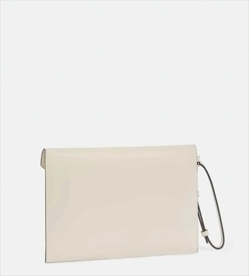 Pinko Envelope Design White Leather Clutch