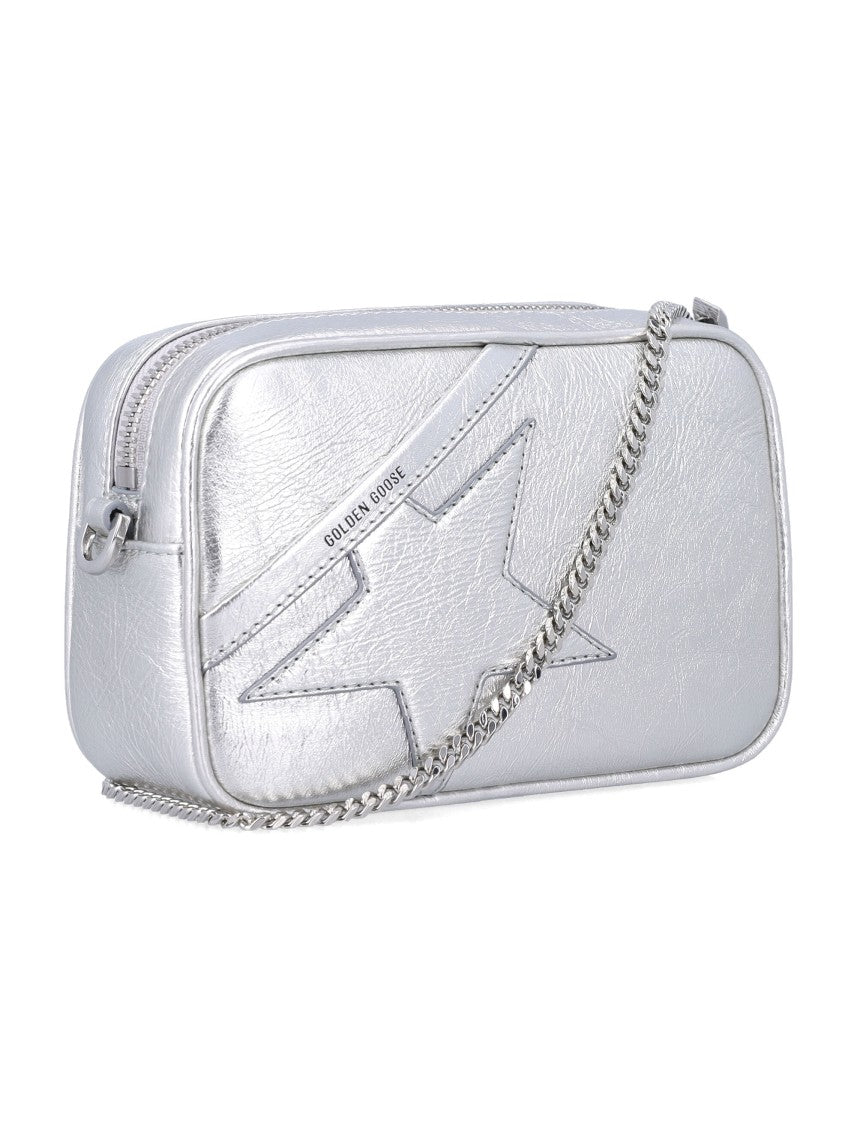 Golden Goose Mini Star Bag In Silver Leather