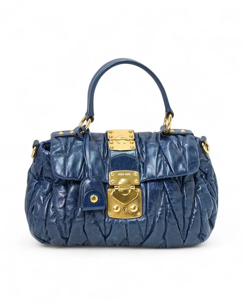 Miu Miu Small Blue Embossed Trunk