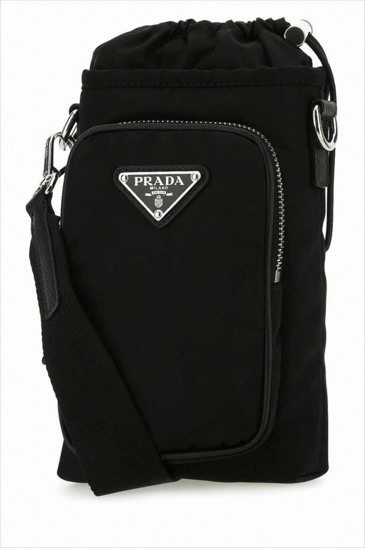 Prada Compact Black Crossbody Bag With Triangular Logo
