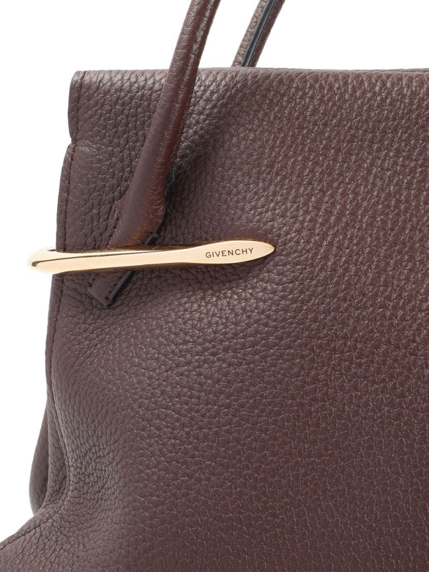 Givenchy Textured Brown Handbag With Gold-Tone Accents