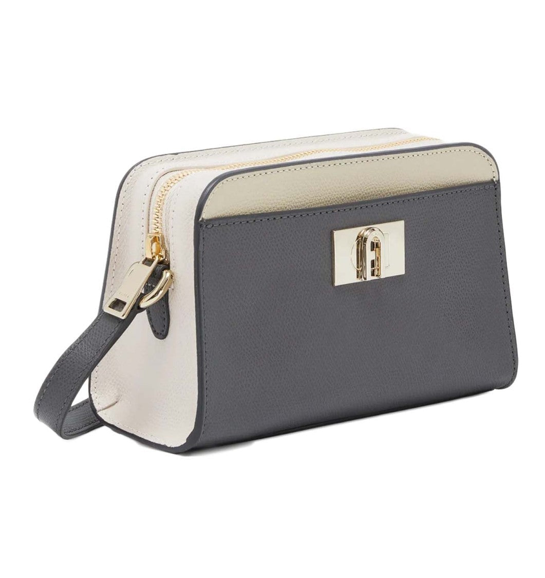 Furla Compact Grey Leather Bag With Structured Silhouette