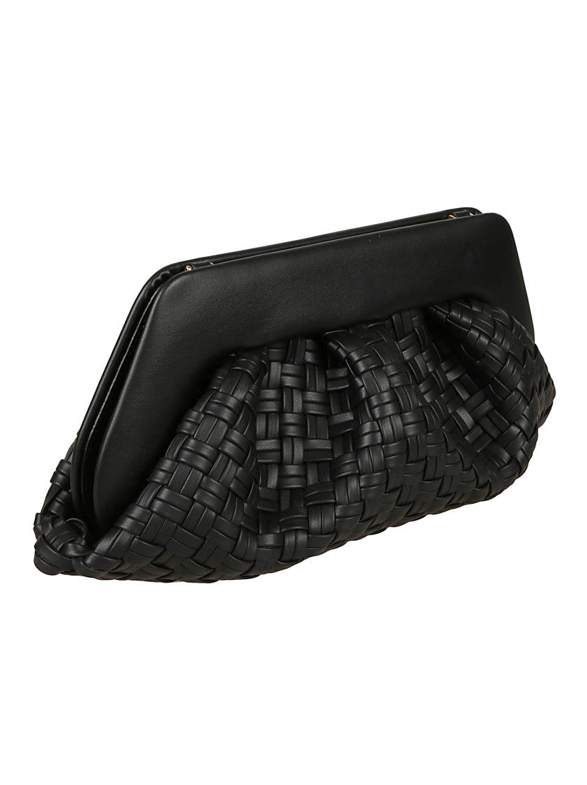 Themoirè Micro-Woven Clutch Bag With Structured Top Frame