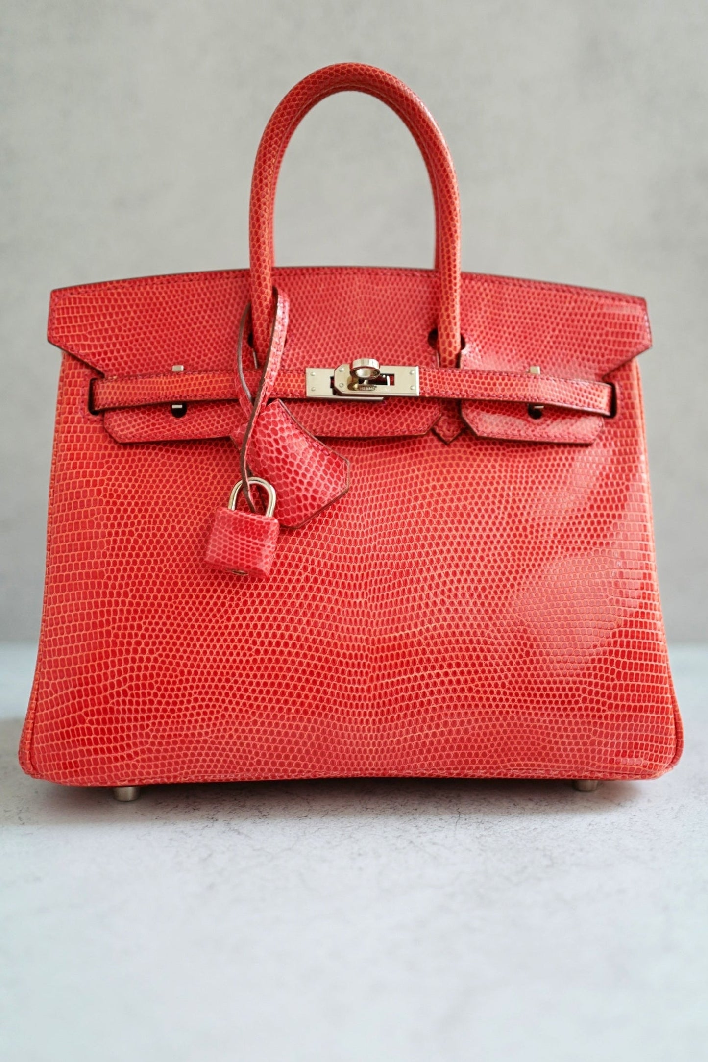 Hermes Birkin 25 Lizard In Bougainvillea Red With Palladium HW