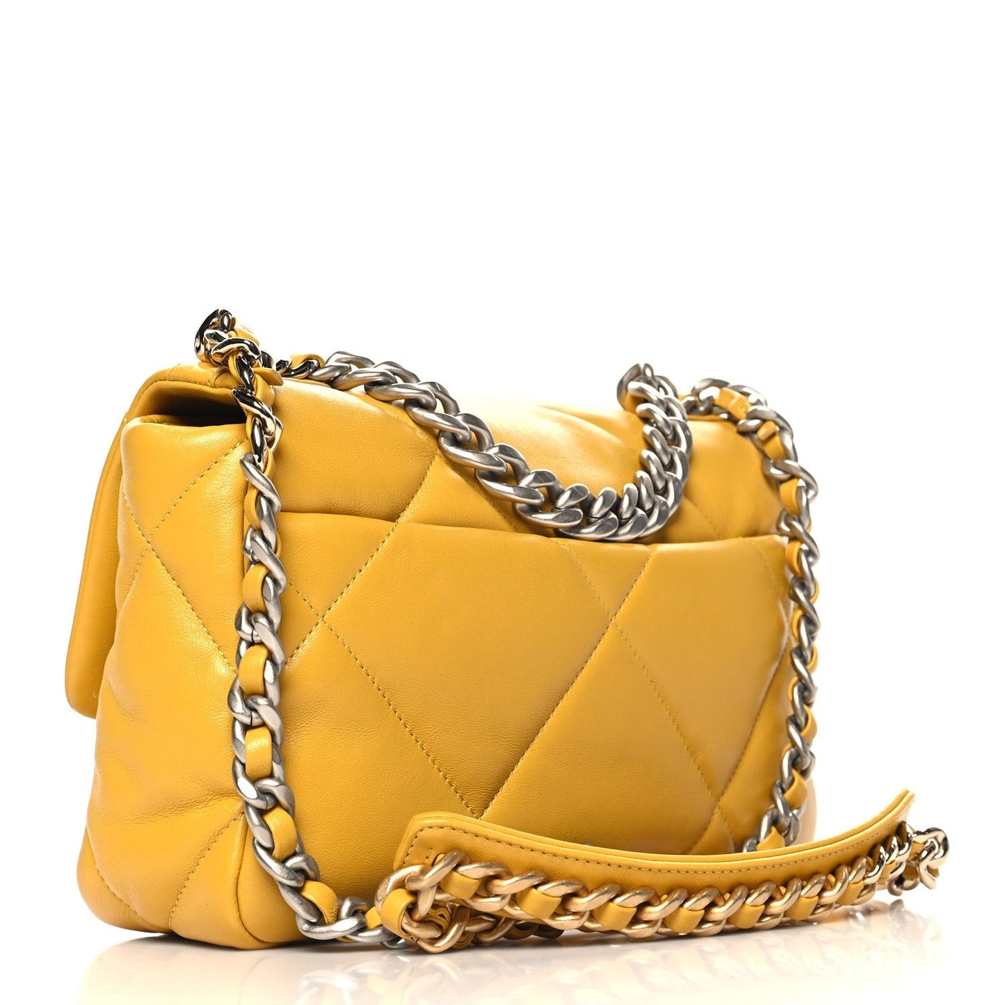 Lambskin Quilted Medium Chanel 19 Flap Yellow