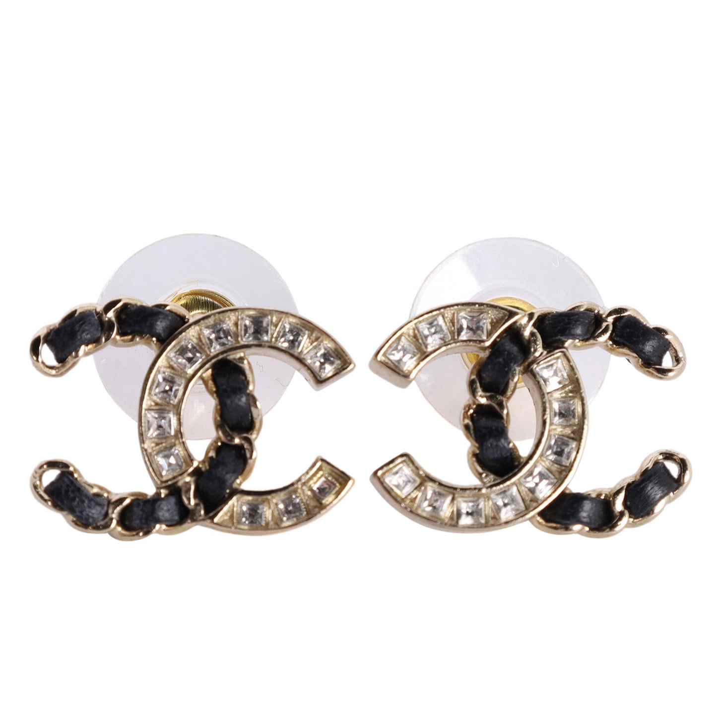 Leather Interlocking CC Stud Earrings
