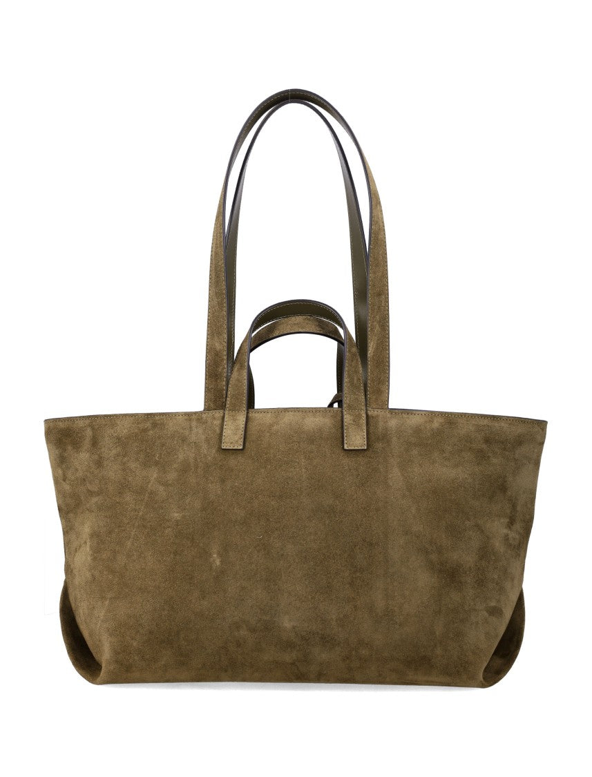 A.P.C. Structured Suede Tote Bag With Detachable Pouch And Embossed Logo