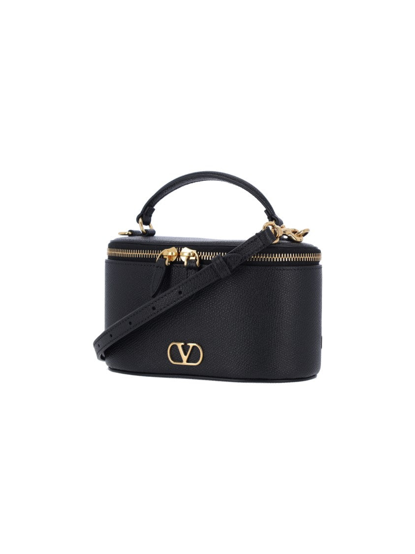 Valentino Garavani Black Calfskin "Vlogo Signature" Mini Vanity Bag