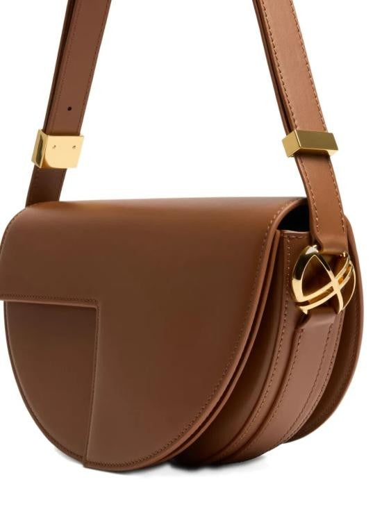 Patou Smooth Calf Leather Half-Moon Shoulder Bag