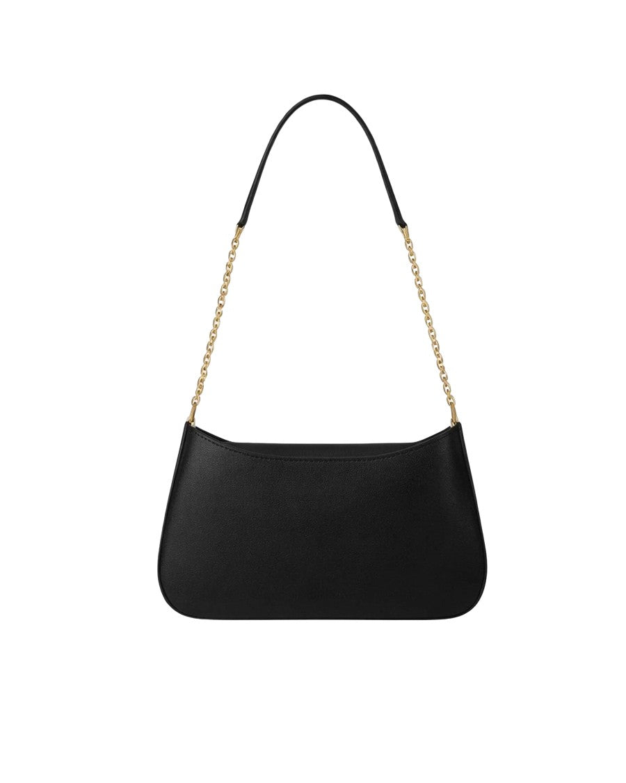 Elisabetta Franchi Structured Black Shoulder Bag With Gold Logo Detail