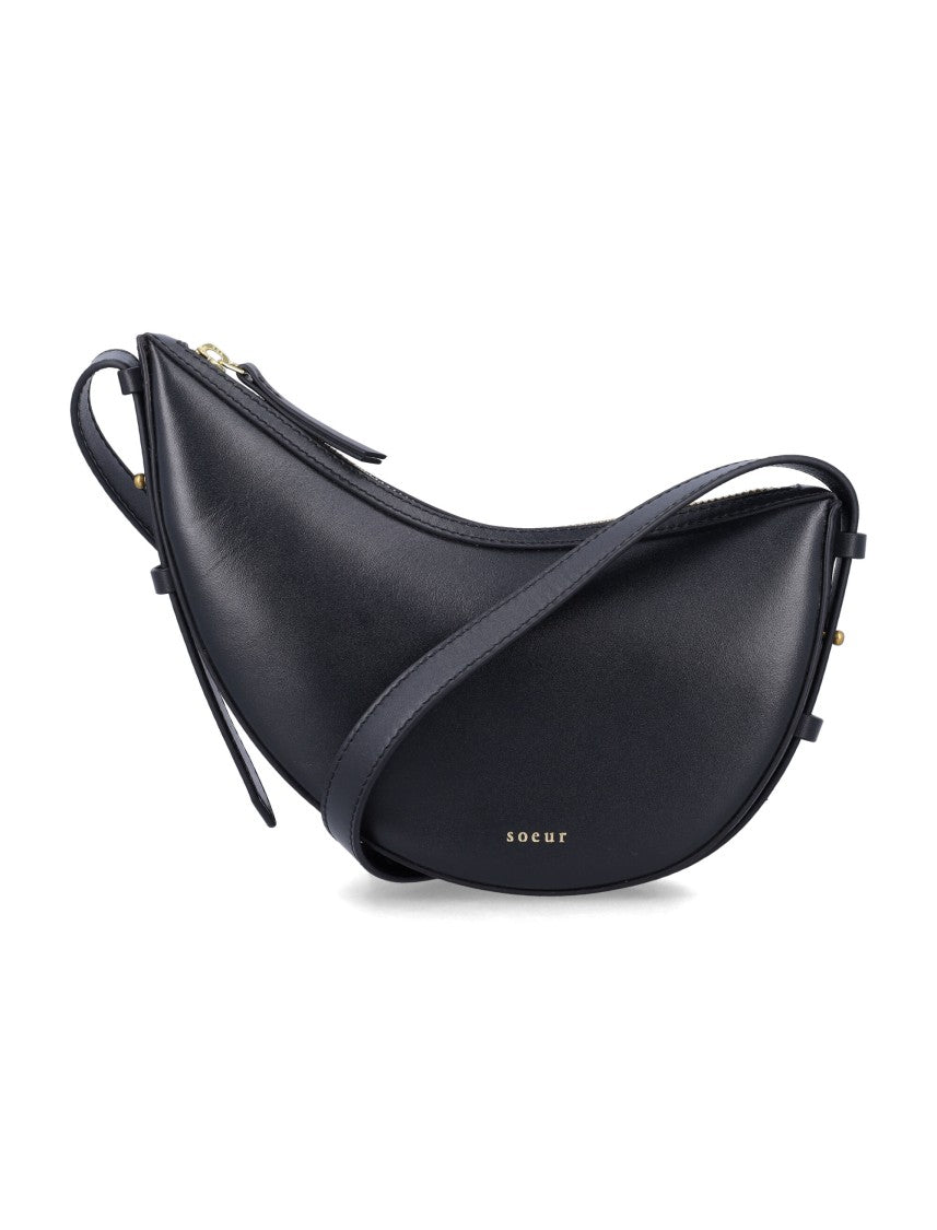 Soeur Crescent-Shaped Mini Bag In Smooth Black Leather