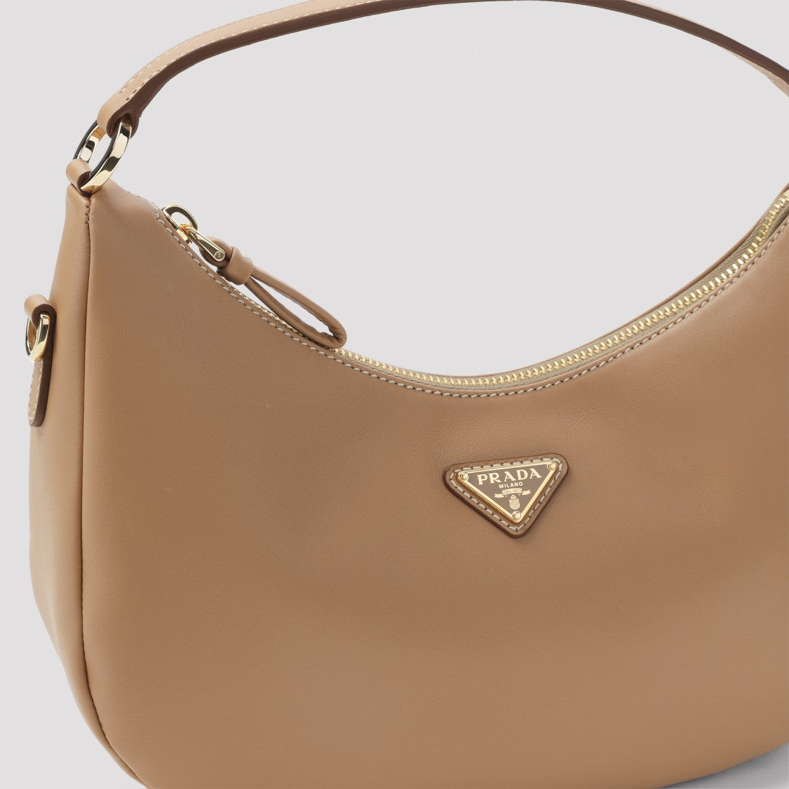 Prada Crescent-Shaped Calf Leather Handbag With Detachable Strap