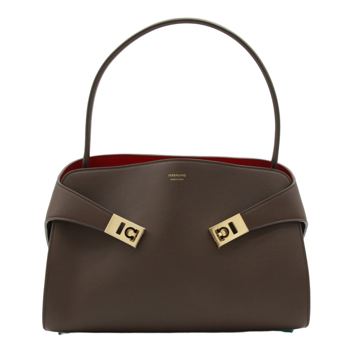 Ferragamo Structured Handbag With Gold-Tone Accents