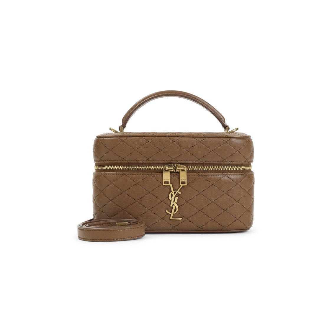 Saint Laurent Quilted Brown Lambskin Mini Shoulder Bag