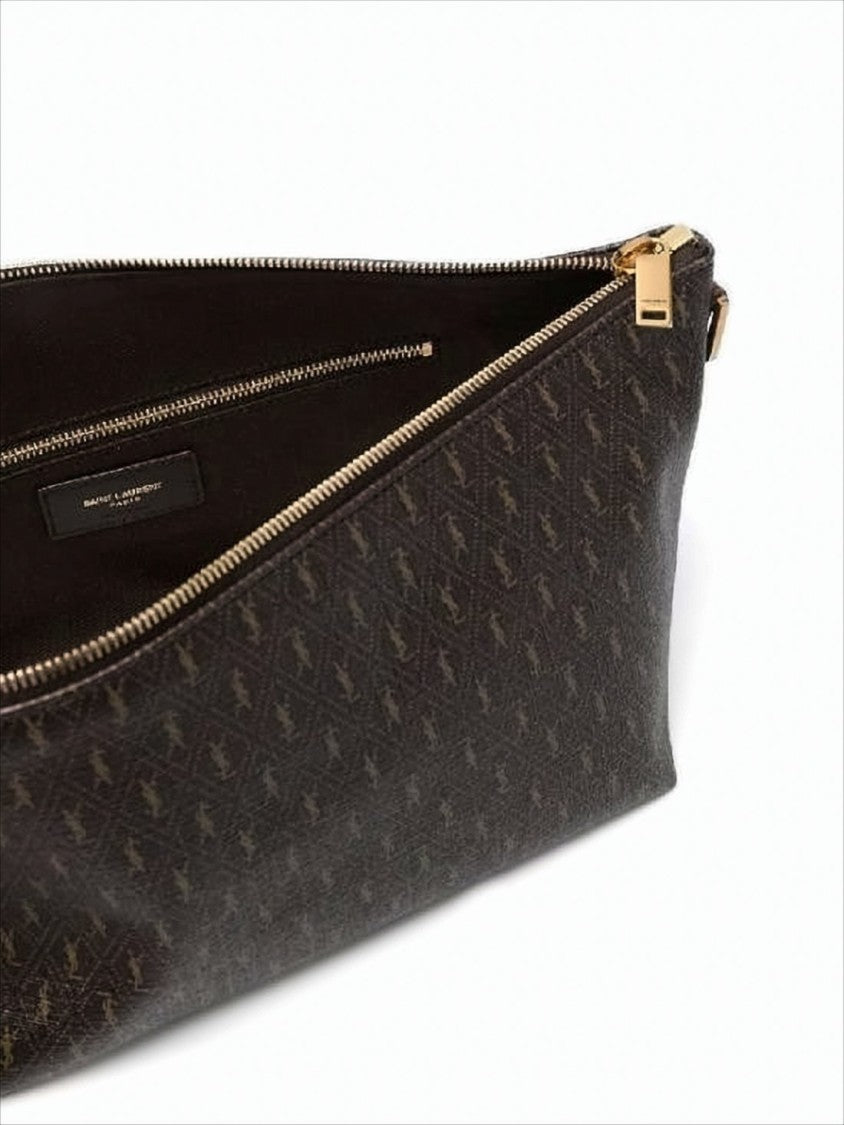 Saint Laurent Structured Monogram Crossbody Bag With Gold-Tone Hardware