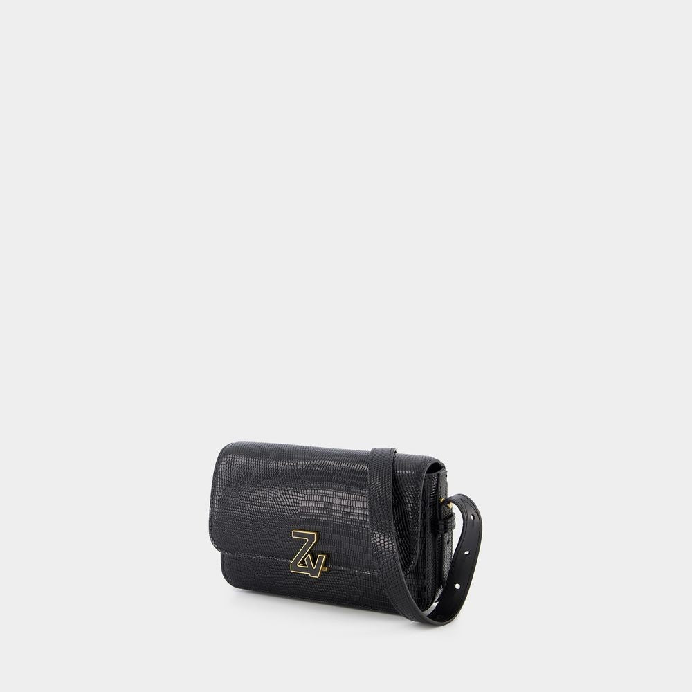 Zadig & Voltaire Zv Le Mini Hobo Bag  - Black - Croc Embossed Leather