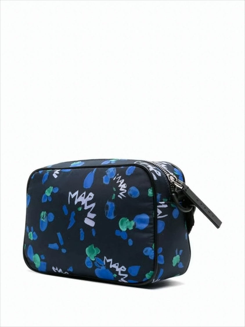 Marni Rectangular Crossbody Bag With Floral Print And Leather Accents