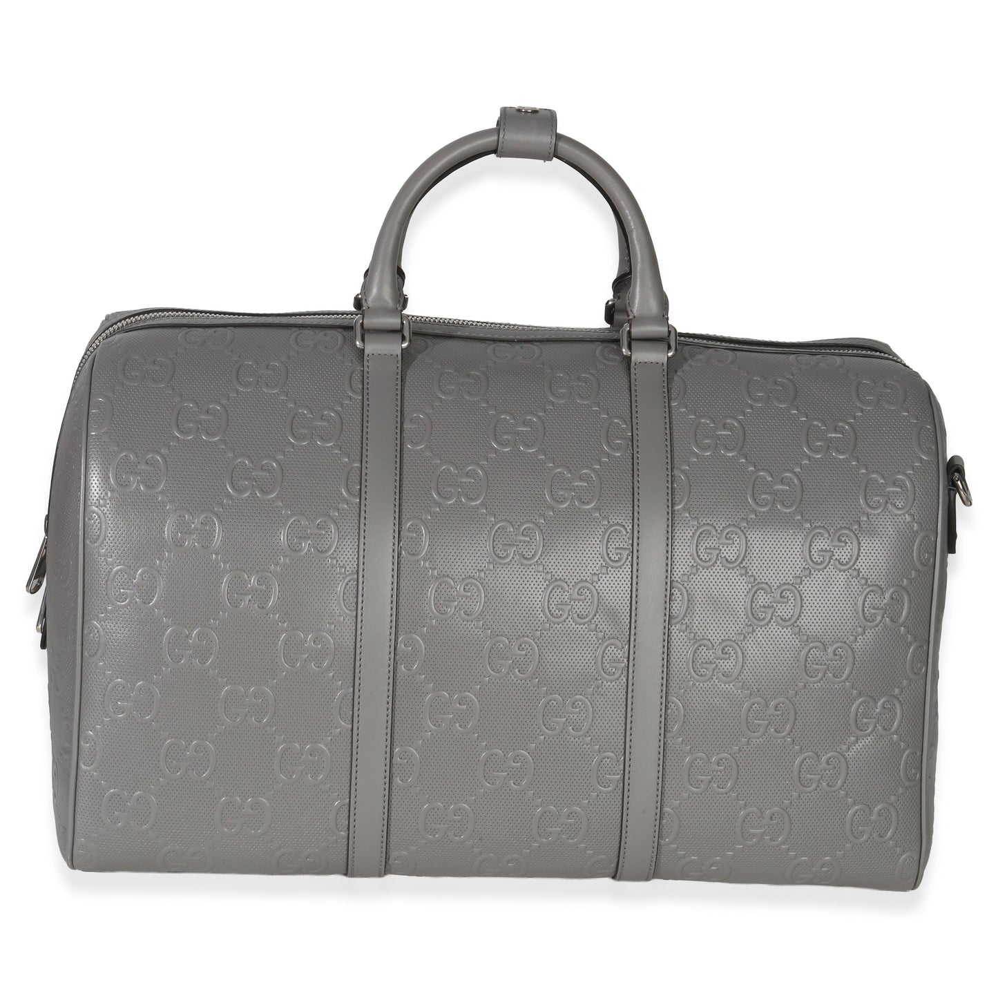 Grey Embossed Calfskin GG Tennis Medium Duffle Bag