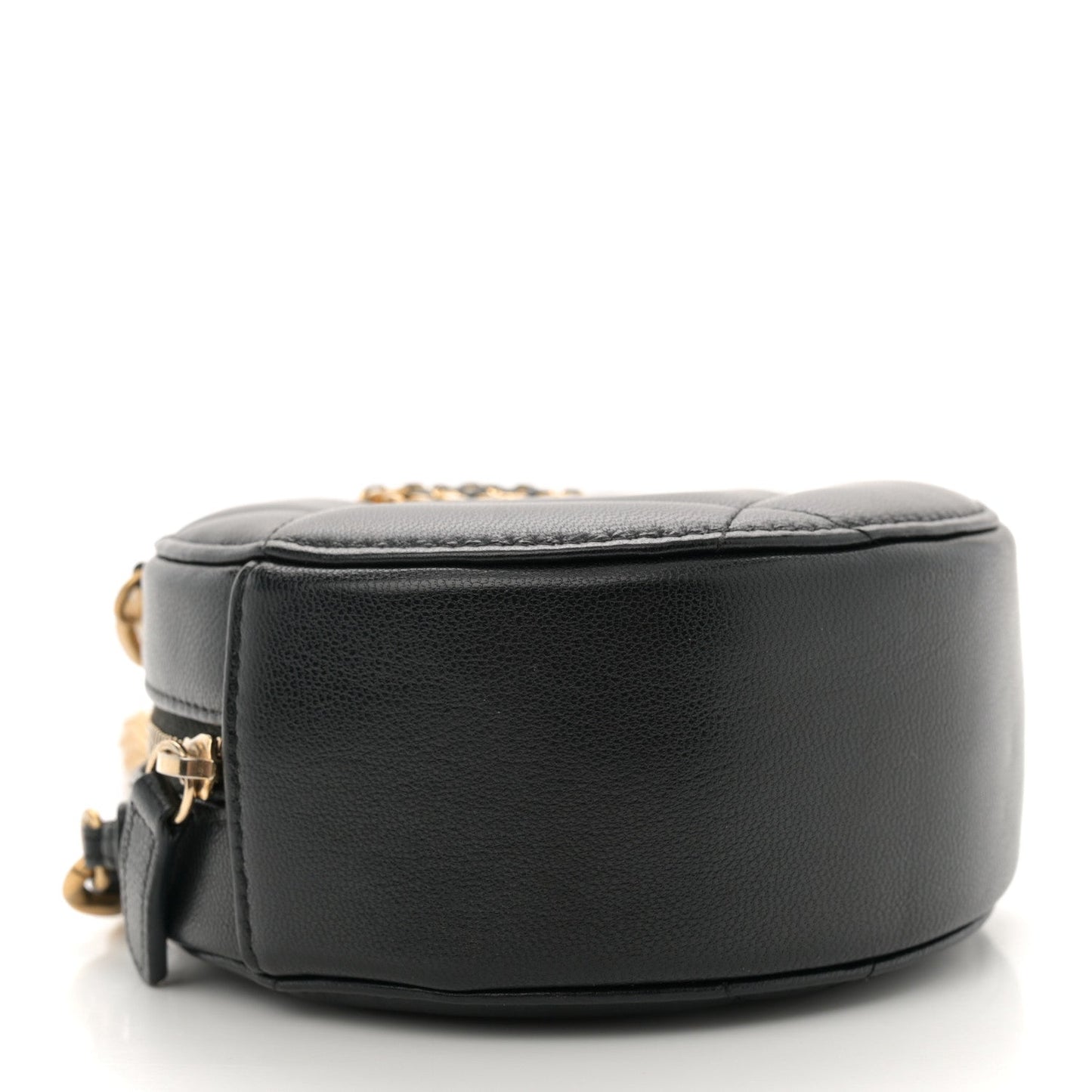 Lambskin Quilted Chanel 19 Round Clutch With Chain Black